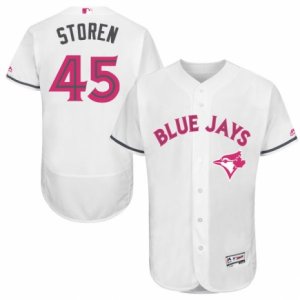 Mens Majestic Toronto Blue Jays #45 Drew Storen Authentic White 2016 Mothers Day Fashion Flex Base MLB Jersey