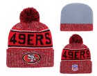 49ers Team Logo Red Pom Knit Hat