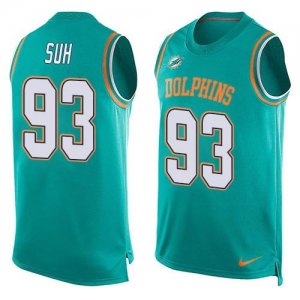 Nike Miami Dolphins #93 Ndamukong Suh Aqua Green Team Color Men Stitched NFL Limited Tank Top Jersey