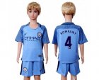 Manchester City #4 Kompany Home Kid Soccer Club Jersey