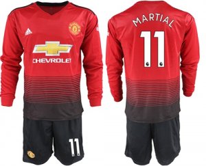 2018-19 Manchester United 11 MARTIAL Home Long Sleeve Soccer Jersey