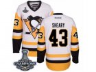 Mens Reebok Pittsburgh Penguins #43 Conor Sheary Premier White Away 2017 Stanley Cup Champions NHL Jersey