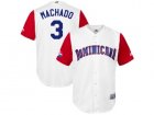 Mens Dominican Republic Baseball #3 Manny Machado Majestic White 2017 World Baseball Classic Jersey