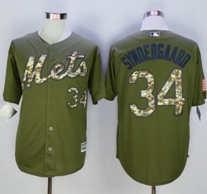 MLB Men New York Mets #34 Noah Syndergaard Green Camo New Cool Base Stitched Jersey