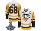 Mens CCM Pittsburgh Penguins #68 Jaromir Jagr Premier White Throwback 2017 Stanley Cup Champions NHL Jersey