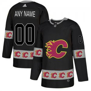 Calgary Flames Black Men\'s Customized Team Logos Fashion Adidas Jersey