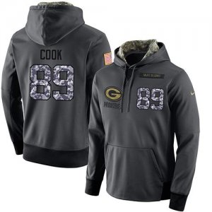 NFL Mens Nike Green Bay Packers #89 Jared Cook Stitched Black Anthracite Salute to Service Player Performance Hoodie