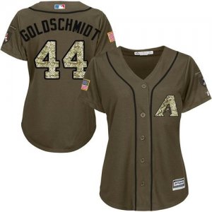 Womens Arizona Diamondbacks #44 Paul Goldschmidt Green Salute to Service Baseball Jersey