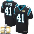 Nike Carolina Panthers #41 Roman Harper Black Team Color Super Bowl 50 Men Stitched NFL Elite Jersey