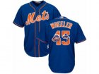 Mens Majestic New York Mets #45 Zack Wheeler Authentic Royal Blue Team Logo Fashion Cool Base MLB Jersey