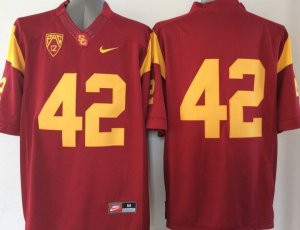 Ncaa USC Trojans #42 red jerseys