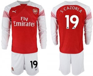 2018-19 Arsenal 19 S.CAZORLA Home Long Sleeve Soccer Jersey