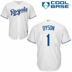 Men\'s Majestic Kansas City Royals #1 Jarrod Dyson Replica White Home Cool Base MLB Jersey