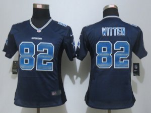 Women New Nike Dallas Cowboys #82 Witten Navy Blue Strobe Jerseys