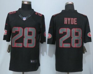 Nike San Francisco 49ers #28 Hyde Black Jerseys(Impact Limited)