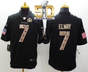 Nike Denver Broncos #7 John Elway Black Super Bowl 50 Men\'s Stitched NFL Limited Salute to Service Jersey