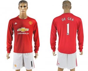 Manchester United #1 DE GEA Red Home Long Sleeves Soccer Club Jersey