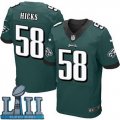 Men Nike Philadelphia Eagles #58 Jordan Hicks Green 2018 Super Bowl LII Elite Jersey