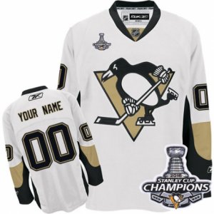 Women\'s Reebok Pittsburgh Penguins Customized Premier White Away 2016 Stanley Cup Champions NHL Jersey