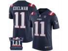 Mens Nike New England Patriots #11 Julian Edelman Limited Navy Blue Rush Super Bowl LI Champions NFL Jersey