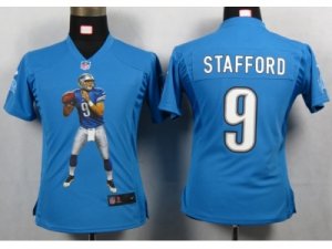 Nike Womens Detroit Lions #9 Staffopd Blue Portrait Fashion Game Jerseys