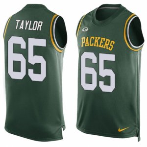 Mens Nike Green Bay Packers #65 Lane Taylor Limited Green Player Name & Number Tank Top NFL Jersey