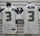 Nike Seahawks #3 Russell Wilson White With Hall of Fame 50th Patch NFL Elite Jersey
