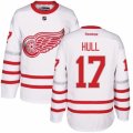 Mens Reebok Detroit Red Wings #17 Brett Hull Authentic White 2017 Centennial Classic NHL Jersey