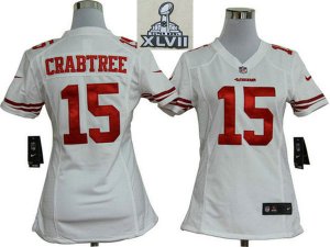 2013 Super Bowl XLVII Women NEW San Francisco 49ers 15 Michael Crabtree White[Women NEW]