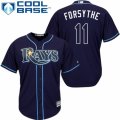 Mens Majestic Tampa Bay Rays #11 Logan Forsythe Authentic Navy Blue Alternate Cool Base MLB Jerseyy