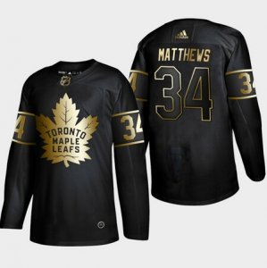 Maple Leafs #34 Auston Matthews Black Gold Adidas Jersey