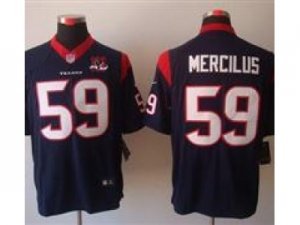 Nike NFL Houston Texans #59 Whitney Mercilus Blue Jerseys W 10th Patch(Limited)