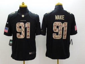 Nike Miami Dolphins #91 Cameron Wake black Salute to Service Jerseys(Limited)