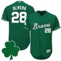 2016 Mens Atlanta Braves #28 Hector Olivera St. Patricks Day Green Celtic Flexbase Authentic Collection Jersey