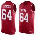 Mens Nike San Francisco 49ers #64 Mike Purcell Limited Red Player Name & Number Tank Top NFL Jersey