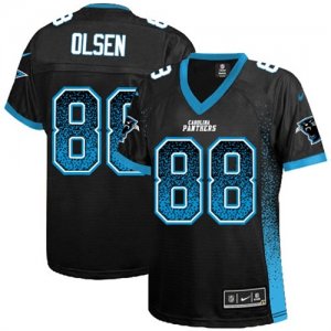 Womens Carolina Panthers #88 Greg Olsen Black Drift Fashion Jersey