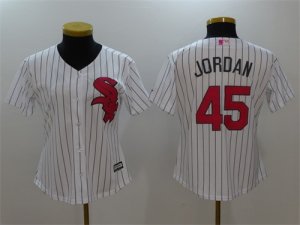 White Sox #45 Michael Jordan White Women Mothers Day Cool Base Jersey