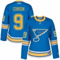 Womens Reebok St. Louis Blues #9 Shayne Corson Authentic Blue 2017 Winter Classic NHL Jersey