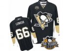 Youth Reebok Pittsburgh Penguins #66 Mario Lemieux Authentic Black Home 50th Anniversary Patch NHL Jersey