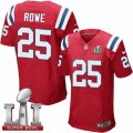 Mens Nike New England Patriots #25 Eric Rowe Elite Red Alternate Super Bowl LI 51 NFL Jersey