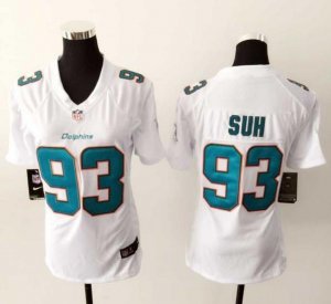 Women Nike Miami Dolphins #93 Ndamukong Suh white jerseys