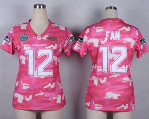 Nike Women Seattle Seahawks #12 Fan Platinum Salute to Service New Pink Camo jerseys