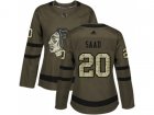 Women Adidas Chicago Blackhawks #20 Brandon Saad Green Salute to Service Stitched NHL Jersey