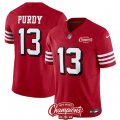 Men's San Francisco 49ers #13 Brock Purdy Red 2023 F.U.S.E. NFC West Champions Alternate Football Stitched Jersey