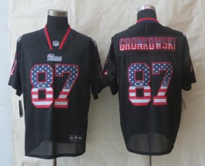 Nike New England Patriots #87 Gronkowski Black Jerseys(Elite USA Flag Fashion)