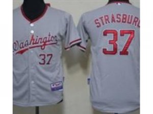 Youth Washington Nationals #37 Stephen Strasburg Grey Jerseys