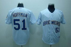 mlb milwaukee brewers #51 hoffman white(blue strip)