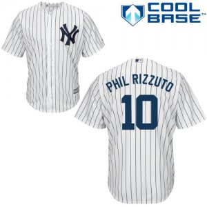 Men\'s Majestic New York Yankees #10 Phil Rizzuto Authentic White Home MLB Jersey