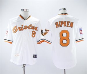 Orioles #8 Cal Ripken Jr White 1989 Throwback Jersey