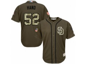 Youth San Diego Padres #52 Brad Hand Replica Green Salute to Service Cool Base MLB Jersey